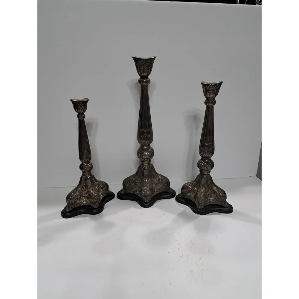 Castilian Imports 0509 Vintage Candle Holders Candlesticks‎ Heavy Silver Ornate